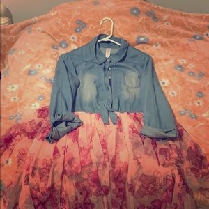 Jean Jacket ATTACHED to beautiful floral skirt